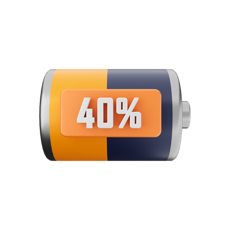 Batterie 40 pour cent  3D Illustration