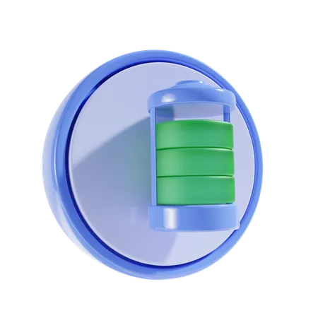 Battery With Round Background 3 D Icon 3D Icon