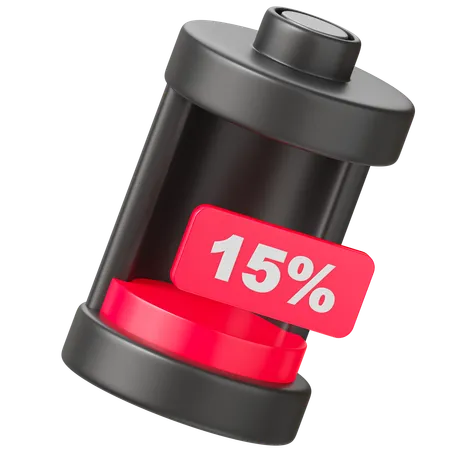 Battery 15 Percent  3D Icon