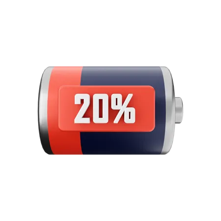 Battery 20 Percent  3D Illustration