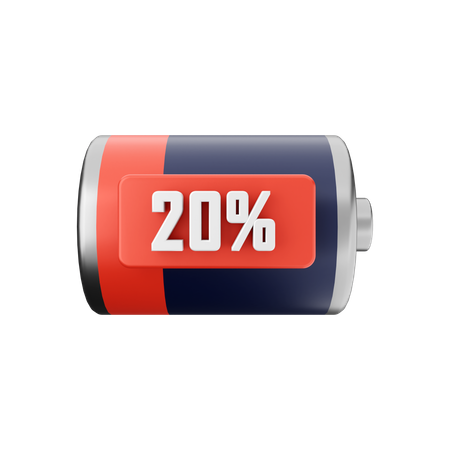Battery 20 Percent  3D Illustration