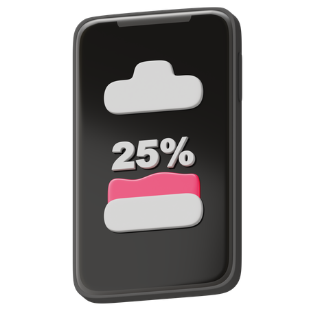 Battery 25 Percent  3D Icon