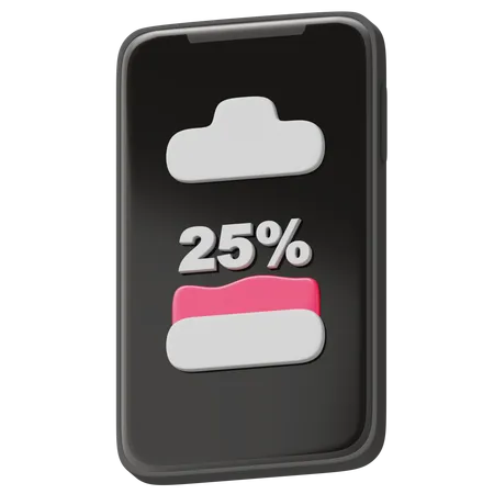 Battery 25 Percent  3D Icon