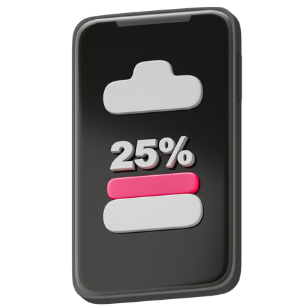 Battery 25 Percent  3D Icon