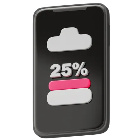 Battery 25 Percent  3D Icon