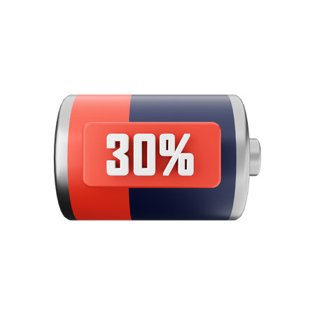 Battery 30 Percent  3D Illustration