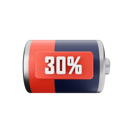 Battery 30 Percent  3D Illustration
