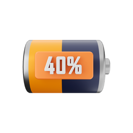 Battery 40 Percent  3D Illustration