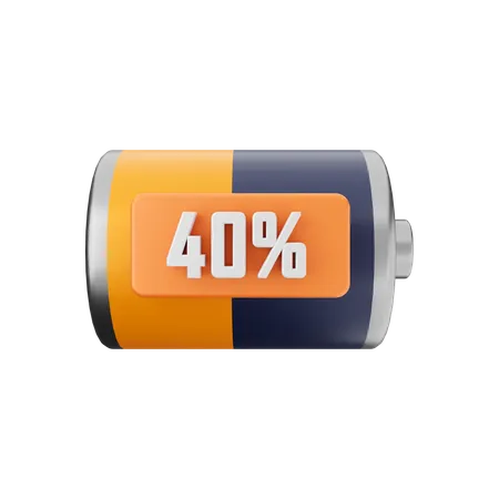 Battery 40 Percent  3D Illustration