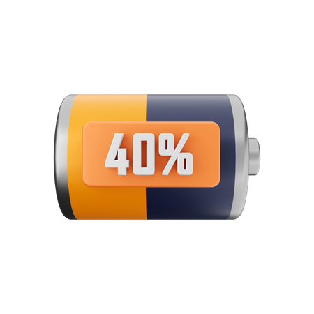 Battery 40 Percent 3D Illustration
