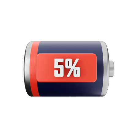 Battery 5 Percent  3D Illustration