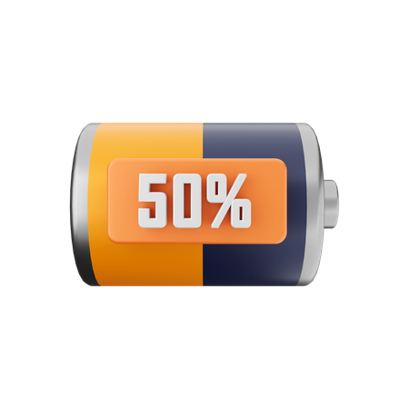 Battery 50 Percent  3D Illustration