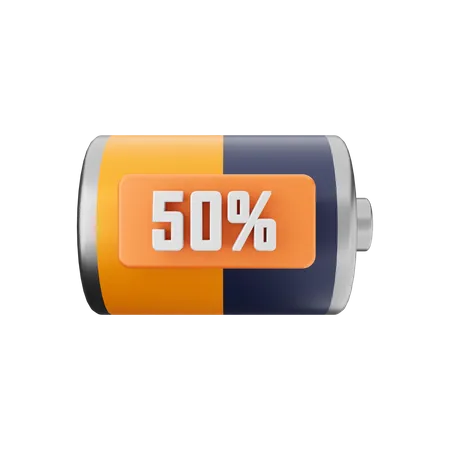 Battery 50 Percent  3D Illustration