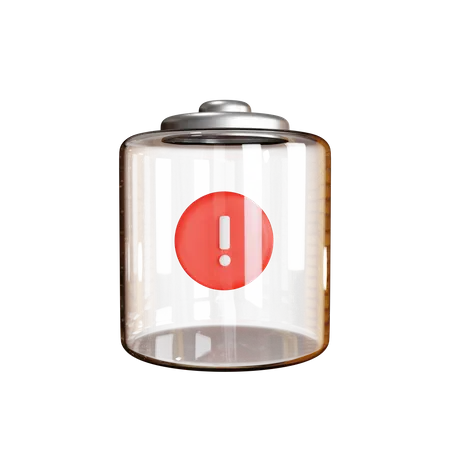 Battery And Exclamation Mark  3D Icon