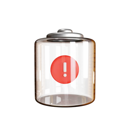 Battery And Exclamation Mark 3D Icon