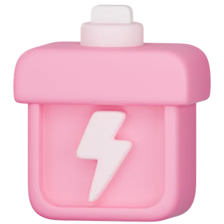 3 D Icon Of Pink Square Energy Battery 3D Icon