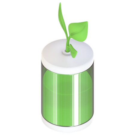 Battery with Leaf  3D Icon