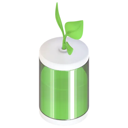 Battery with Leaf  3D Icon