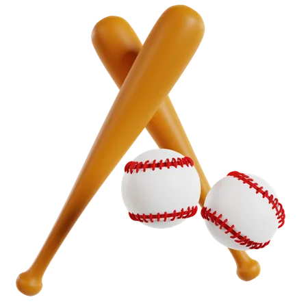 Battes et balles de baseball  3D Icon