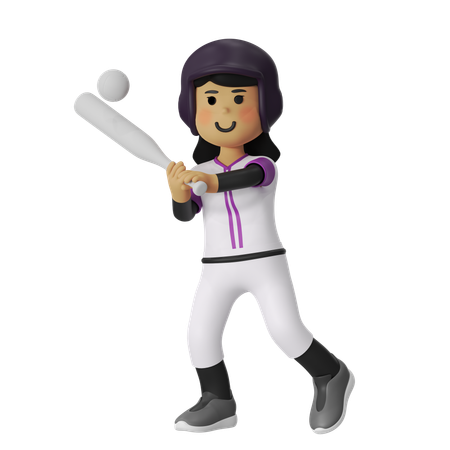Fille joueuse de baseball  3D Icon