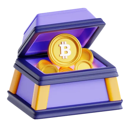 Baú do Tesouro Bitcoin  3D Icon