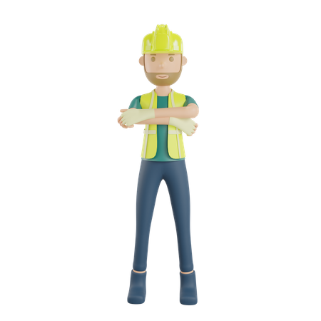 Bauarbeiter Pose Geste  3D Illustration