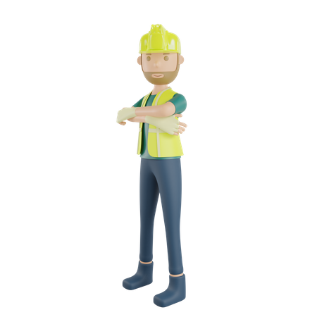 Bauarbeiter Pose Geste  3D Illustration