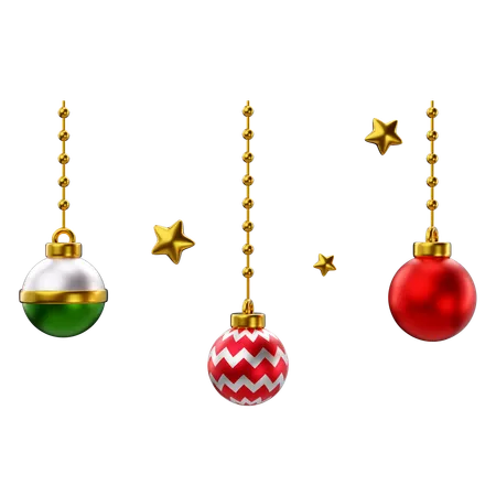 3 D Rendering Of Christmas Baubles Balls Icon 3D Icon