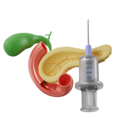 Bauchspeicheldrüse mit Insulinspritze  3D Icon