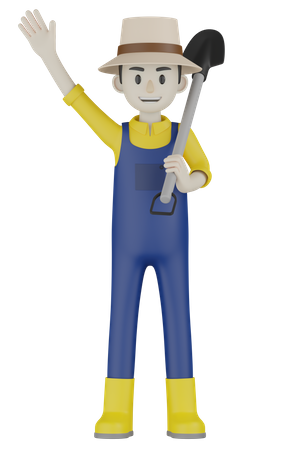 Bauer hält Handtuch  3D Icon