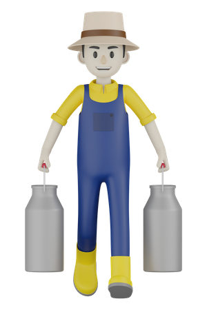 Bauer hält Milchkanne  3D Icon