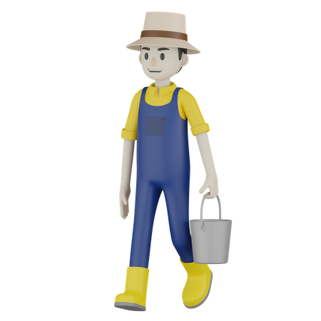 Bauer mit Eimer  3D Icon