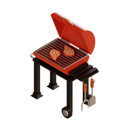 Bbq Grill Machine  3D Illustration