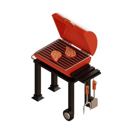 Bbq Grill Machine  3D Illustration