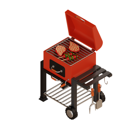 Bbq Grill Machine  3D Illustration