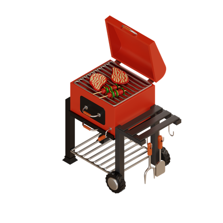 Bbq Grill Machine 3D Illustration