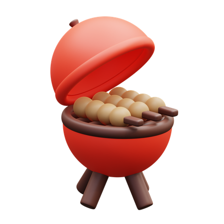 BBQ-Grill mit Bohnen  3D Icon