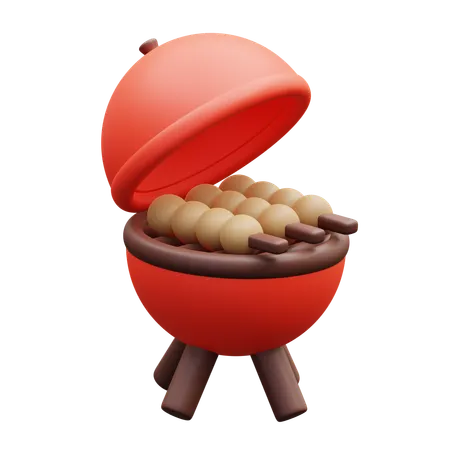 BBQ-Grill mit Bohnen  3D Icon