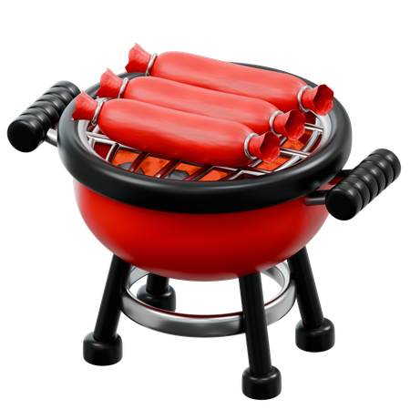 Bbq Grill With Hot Dogs  3D Icon