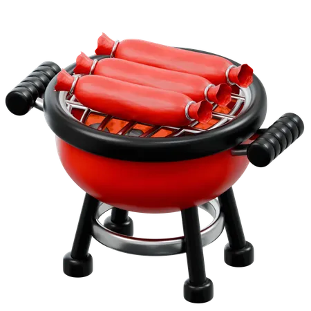 Bbq Grill With Hot Dogs  3D Icon