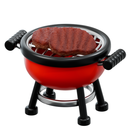 Bbq Grill With Steaks  3D Icon