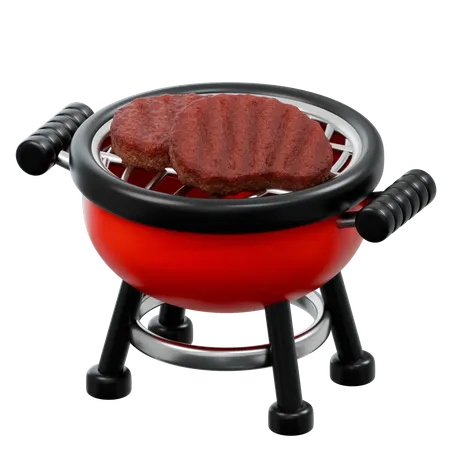 Bbq Grill With Steaks  3D Icon