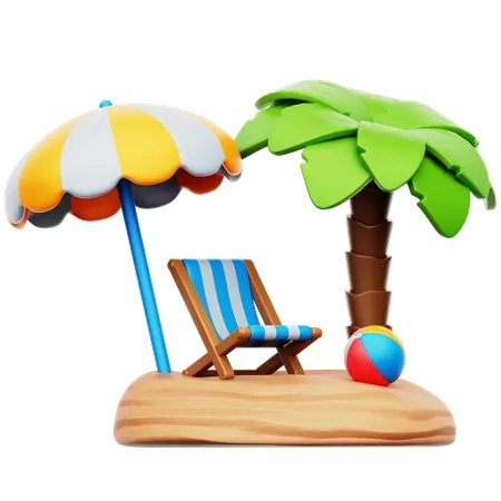 Summer Holidays 3 D Icons Set 3D Icon