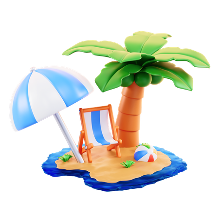 해변  3D Icon