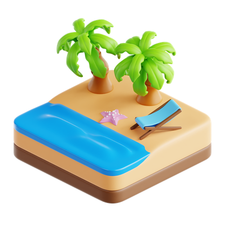 해변  3D Icon