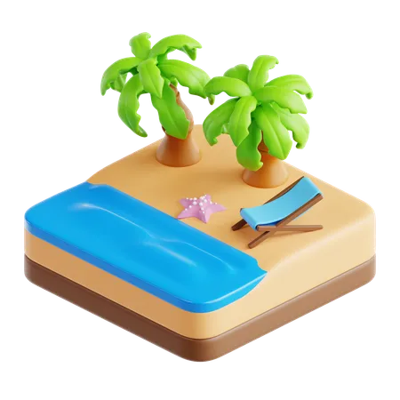 ビーチ  3D Icon
