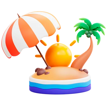 Beach  3D Illustration