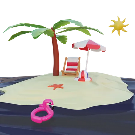 Beach  3D Illustration