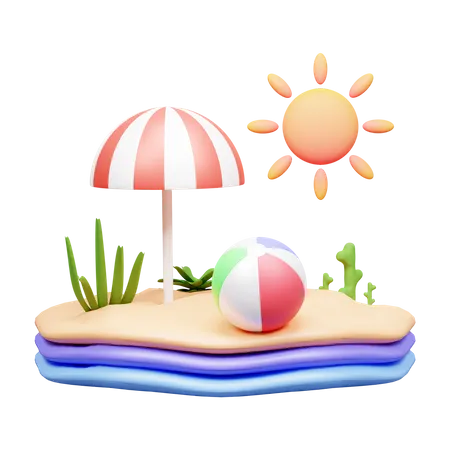 Summer Holiday Beach Icon Illustration Or 3 D Summer Icon Illustration 3D Icon