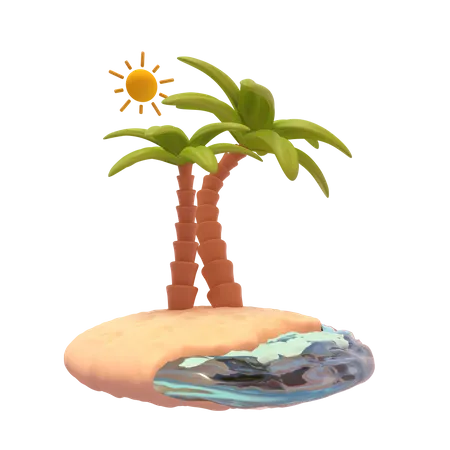 Transport Yourself To The Idyllic Shores Of Our 3 D Illustration Capturing The Essence Of A Sun Soaked Beach Day 3D Icon